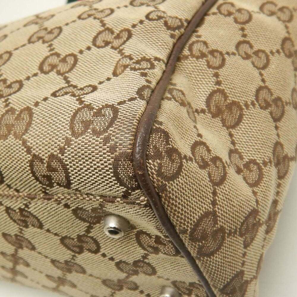 GUCCI Sherry Line 105810 Handbag GG Canvas x Leather Beige Women's 253780 - Picture 14 of 16